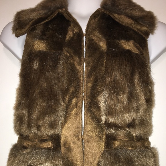 R L Z Brown Faux Fur Vest Size XXS - Picture 3 of 5